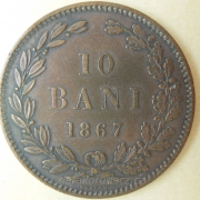 Rumunsko - 10 bani 1867 Heaton
