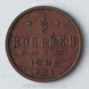 Rusko - 1/2 kopějky 1908 S.P.B.