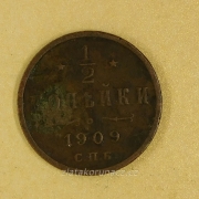 Rusko - 1/2 kopějky 1909 S.P.B.
