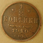 Rusko - 1/2 kopějky 1910 S.P.B.