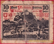 Salzburg - 10 haléřů - 1920 - černo-červená