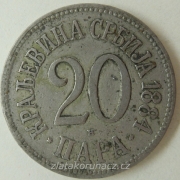Srbsko - 20 para 1884 H