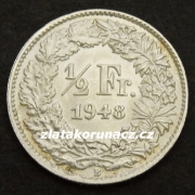 Švýcarsko - 1/2 frank 1948 B