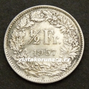 Švýcarsko - 1/2 frank 1957 B