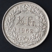Švýcarsko - 1/2 frank 1962 B 