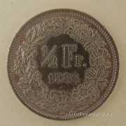 Švýcarsko - 1/2 frank 1986 B