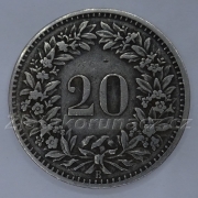 Švýcarsko - 20 rappen 1893 B