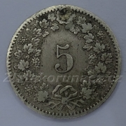 Švýcarsko - 5 rappen 1876 B
