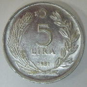 Turecko - 5 lira 1981