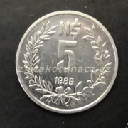 Uruguay - 5 new pesos 1989