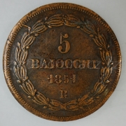 Vatikán - 5 Baiocchi 1851 R