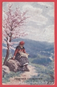Žena s beránkem u stromu