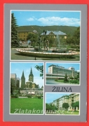 Žilina - sochy v kašně, kostel, budovy
