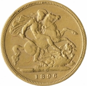 Zlatá mince Anglie - 1/2 Sovereign 1896