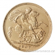 Zlatá mince Anglie - 1 Sovereign 1907