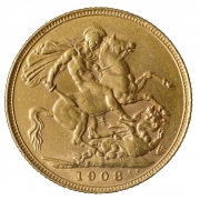 Zlatá mince Anglie - 1 Sovereign 1908