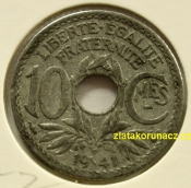 Francie - 10 centimes 1941 tečka