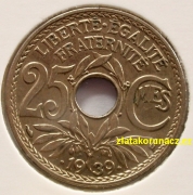 Francie - 25 centimes 1939 tečka