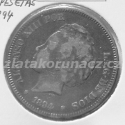 Španělsko - 5 pesetas 1894 PG-V