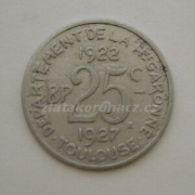 Francie - 25 centimes 1927 nouzová ražba