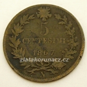 Itálie - 5 centesimi 1867 N