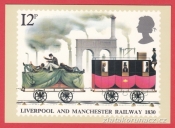 Liverpool and Manchaster railway 1830, lidé ve voze, 12p