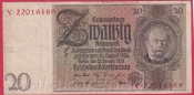 Německo - 20 Reichsmark 22.1.1929 - série Y-E - 8 m.č.