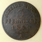 Německo - Prusko - 3 Pfennig 1860 A