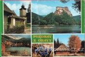 Orava - pozdrav z Oravy - hrad, lesy, květiny