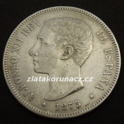 Španělsko - 5 pesetas 1875 DE-M