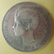 Španělsko - 5 pesetas 1896 PG-V