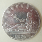 Španělsko - 5 pesetas 1870 SN-M